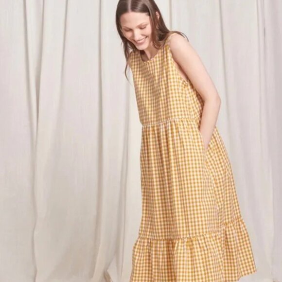 Tradlands Birdie Sleeveless Dress, Gingham Marigold - Picture 3 of 10